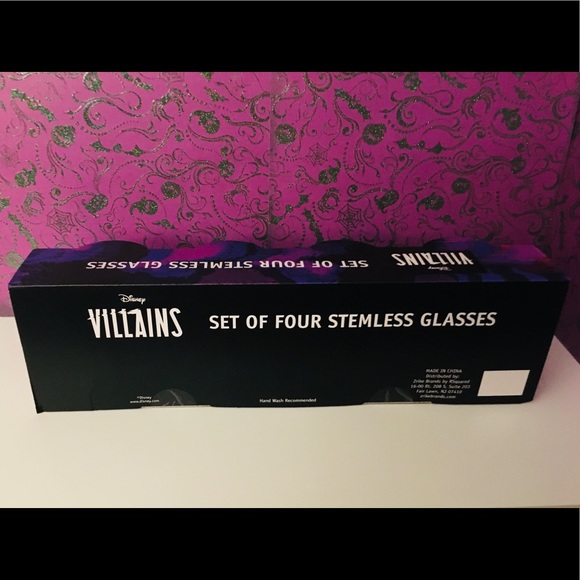 ✨ Disney Villains Stemless Wine Glasses Set of 4 ✨ NWOT ✨ - Picture 8 of 10